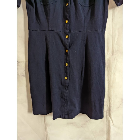 NEW YORK & COMPANY Navy Blue Button Down Casual Dress M - Picture 2 of 7